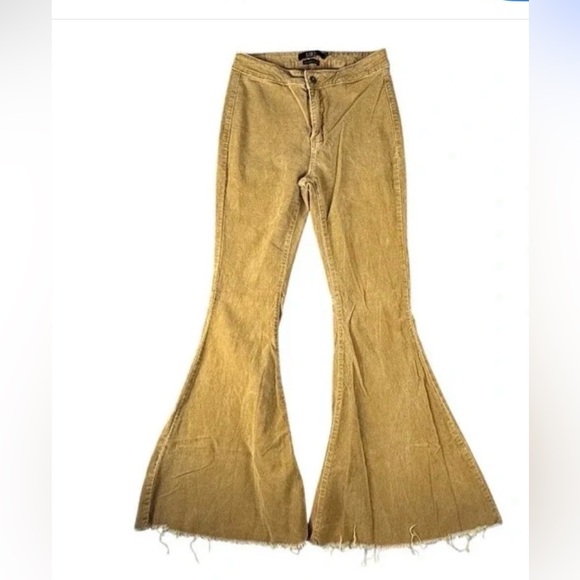 Lucky & Blessed Denim - Lucky & Blessed Mustard Yellow Corduroy Flare Jeans